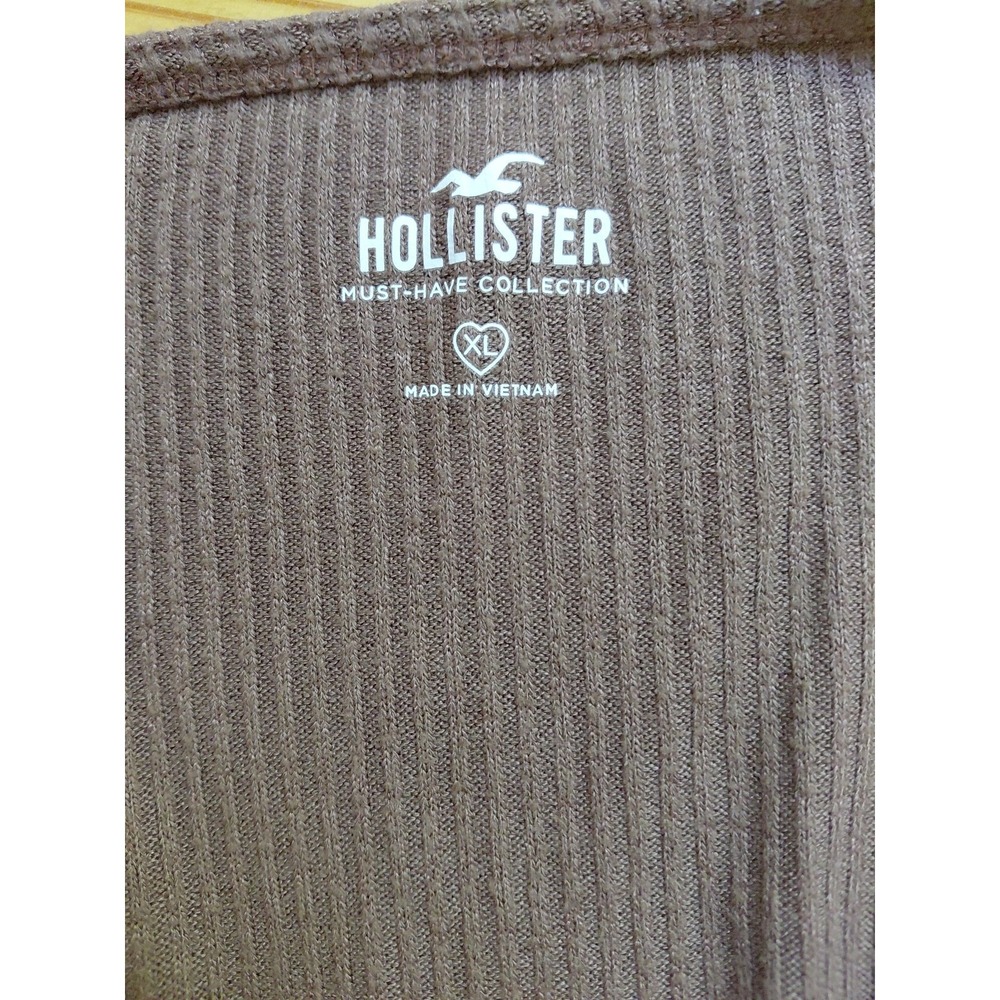 True Vintage Hollister y2k Babydoll Brown Cropped Ribbed Knit  Top‎ X L - Picture 4 of 8
